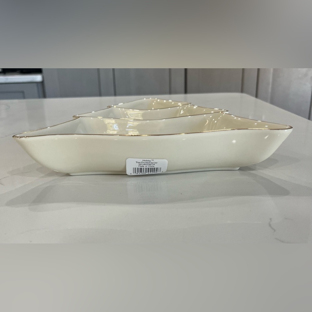 Christmas Serving Dish  Lenox Holiday Tree Divided Server 3 sections. New - Picture 4 of 10